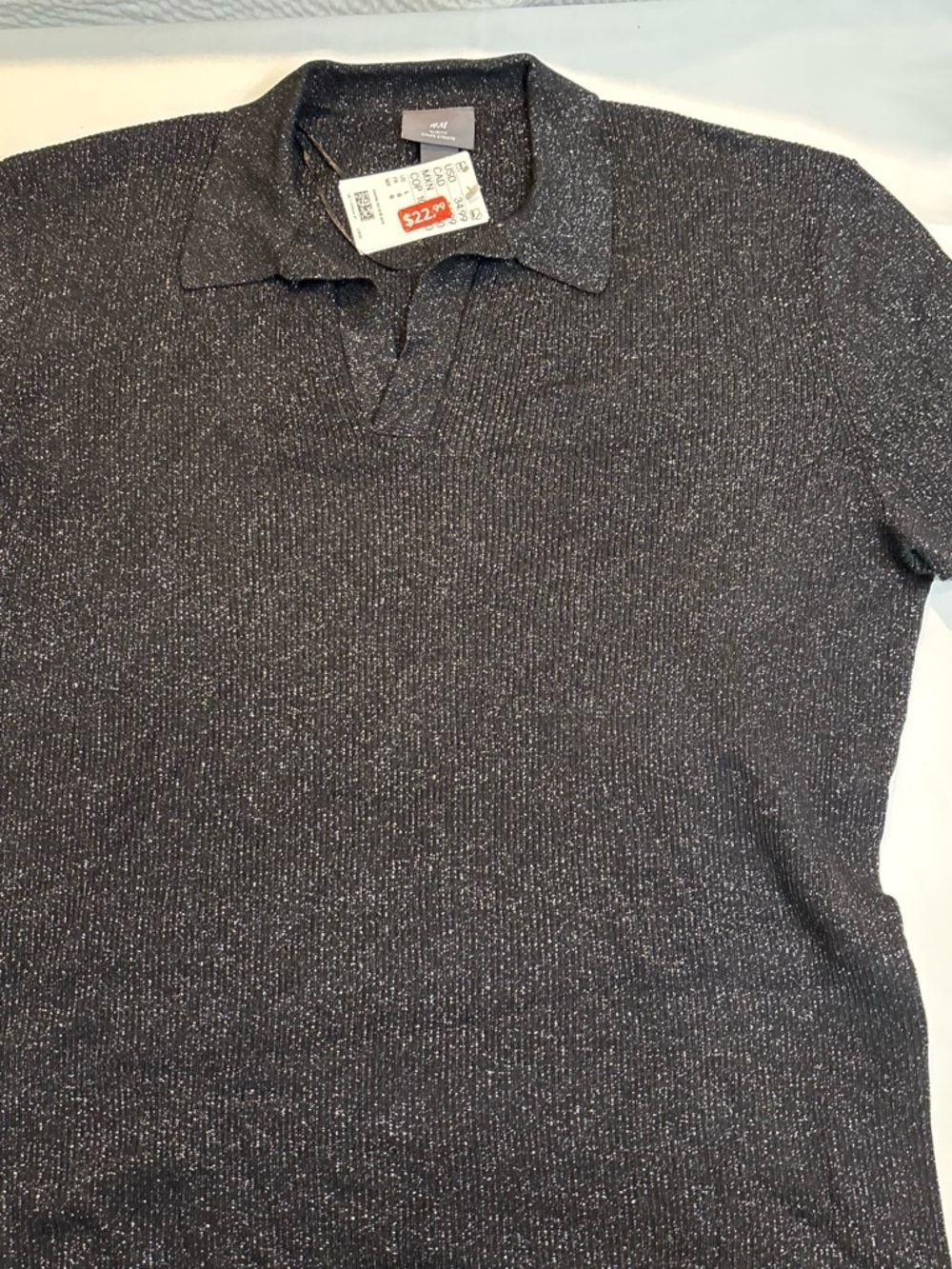 H&M Men’s Black Sparkle Knit Polo